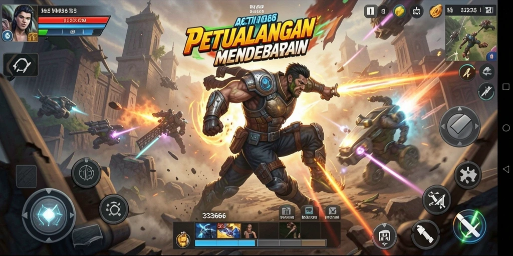 Tampilan aksi mendebarkan dalam gameplay 333666.