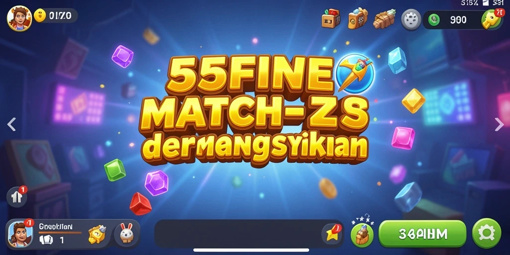 Tangkapan layar gameplay Match-3 55FIVE yang penuh warna.