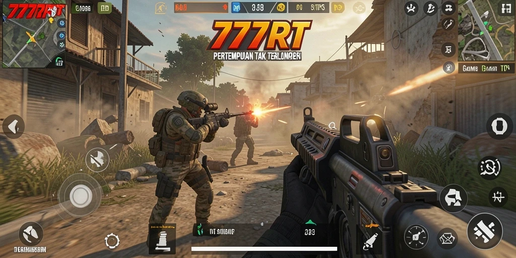 Screenshot gameplay 777RT menunjukkan pertempuran seru dengan grafis yang memukau.
