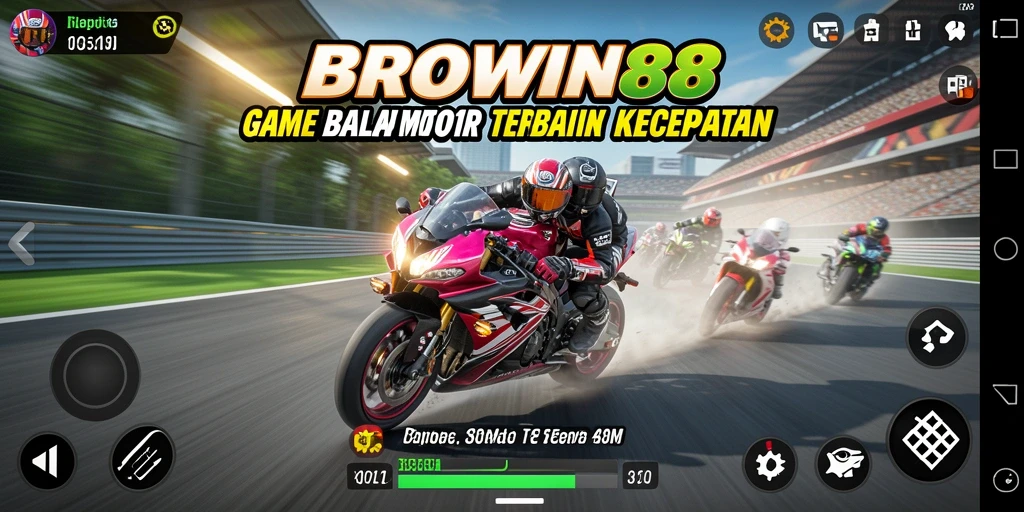 Tampilan gameplay BROWIN88 yang menarik saat balapan motor.