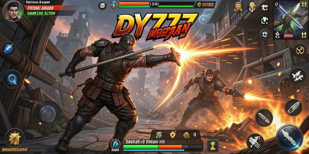Screenshot utama DY777 menampilkan aksi seru dalam gameplay yang mendebarkan.