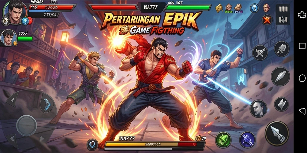 Tampilan seru gameplay pertarungan dalam INA777 dengan karakter menarik.