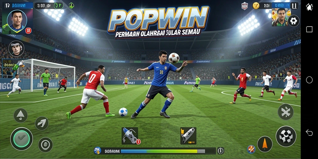 Screenshot utama <strong>POPWIN</strong> menampilkan serunya gameplay olahraga yang menantang.