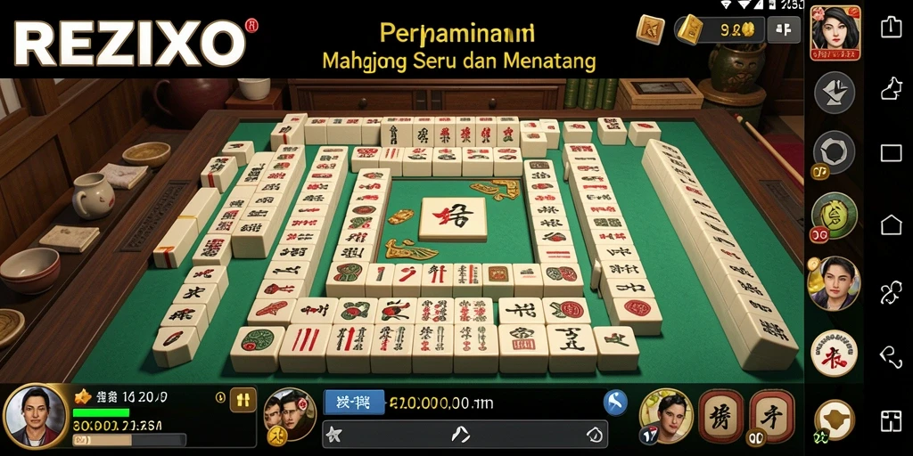 Screenshot REZIXO menampilkan gameplay Mahjong yang menarik dan menantang.