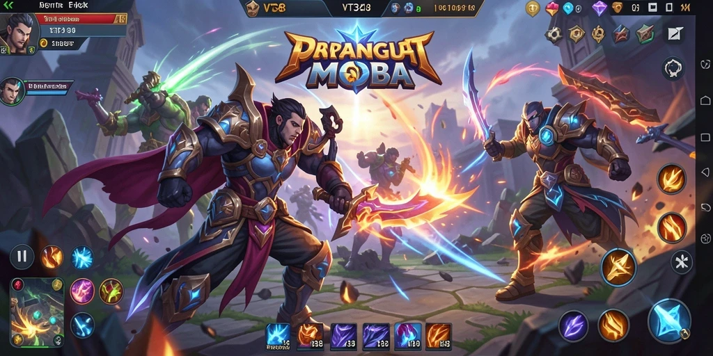 Tampilan aksi seru dan karakter menarik dalam gameplay MOBA.