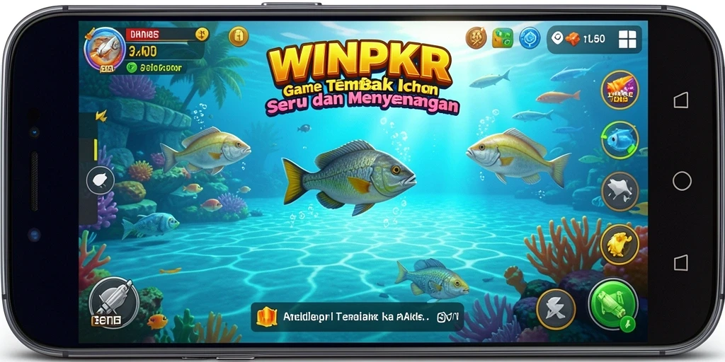 Screenshot gameplay <strong>WINPKR</strong> menampilkan aksi menembak ikan yang seru.