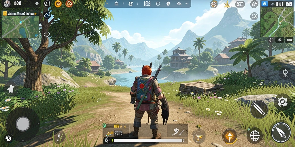 Tampilan gameplay X88 yang menampilkan dunia terbuka yang luas.